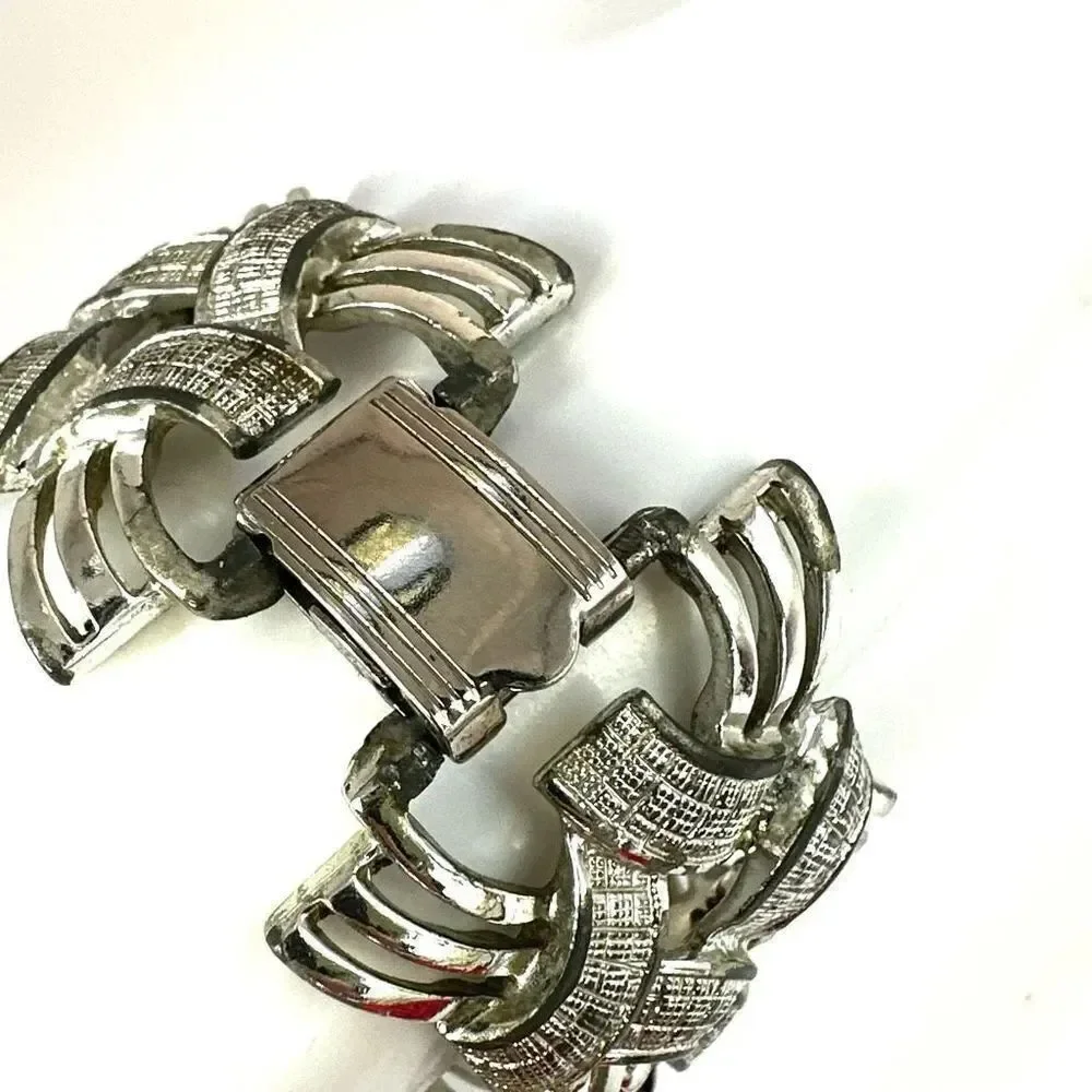 Coro vintage wide ornate silver tone bracelet